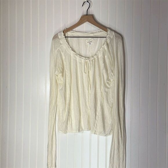 Johnny Was Pete & Greta 100% Linen Peasant Top M Coastal Grandma Cottagecore - Picture 1 of 8
